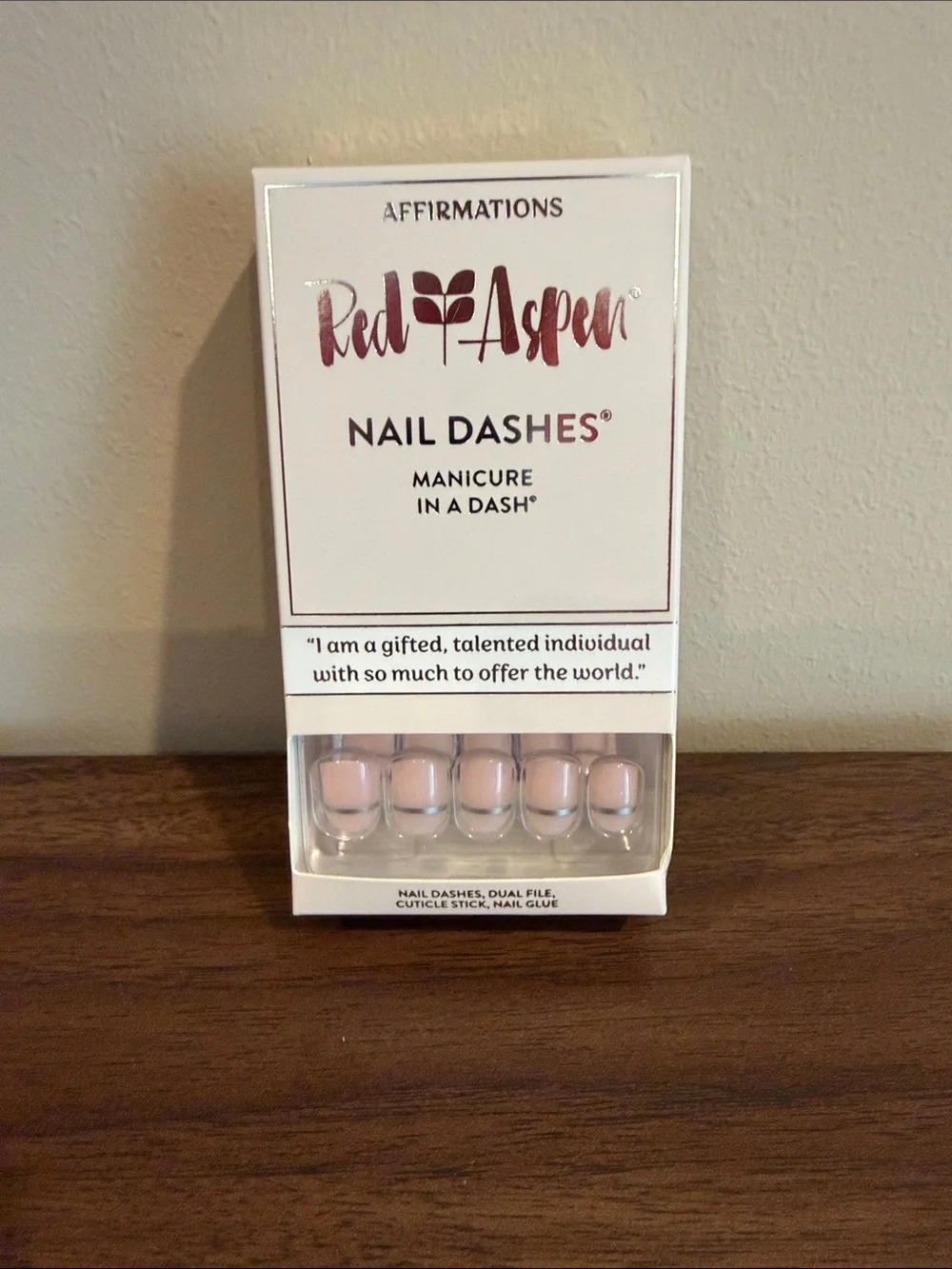 4 Sets of Red Aspen Pink & Neutral Nail Dashes Press-On Nails